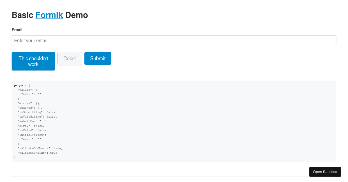 Formik Example - Codesandbox