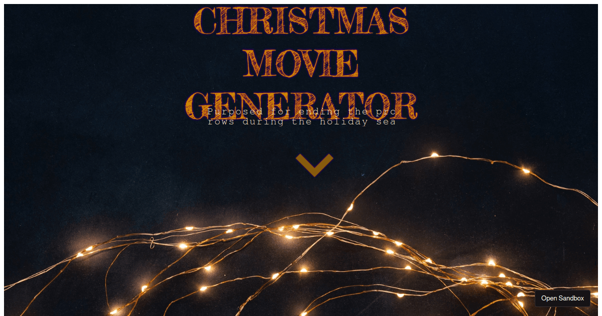 Xmas Movie Generator Codesandbox