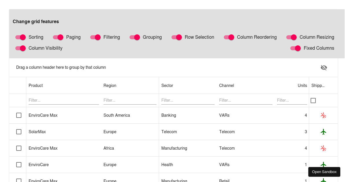 DevExtreme React Grid For Material UI - Codesandbox