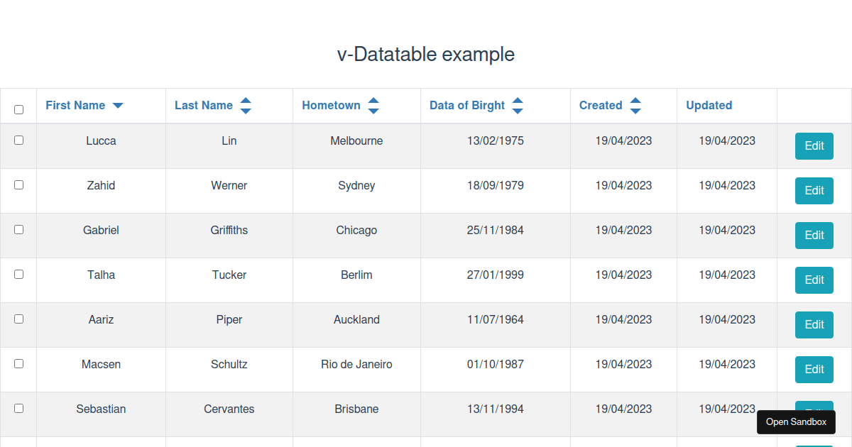 data modern ui table styles