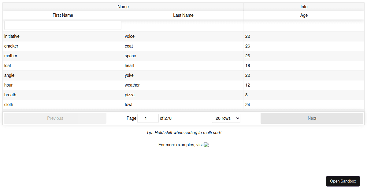 ReactTable Fixed Header + Vertical Scroll Codesandbox