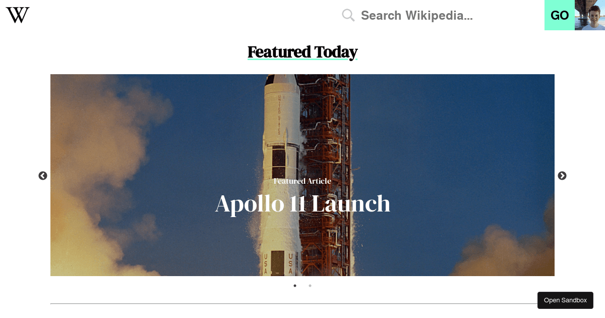 Wikipedia Redesign - Codesandbox