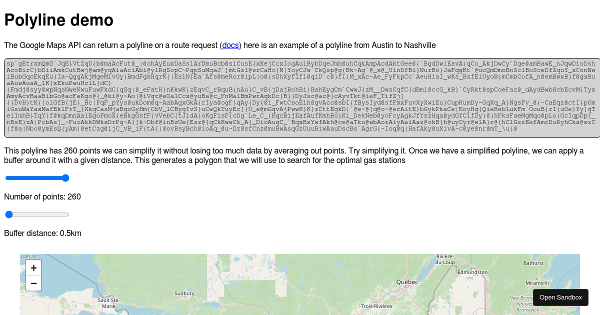 polyline demo - Codesandbox