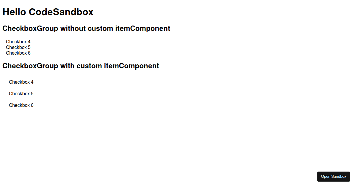 CheckboxGroup And ListBox with renderer - Codesandbox