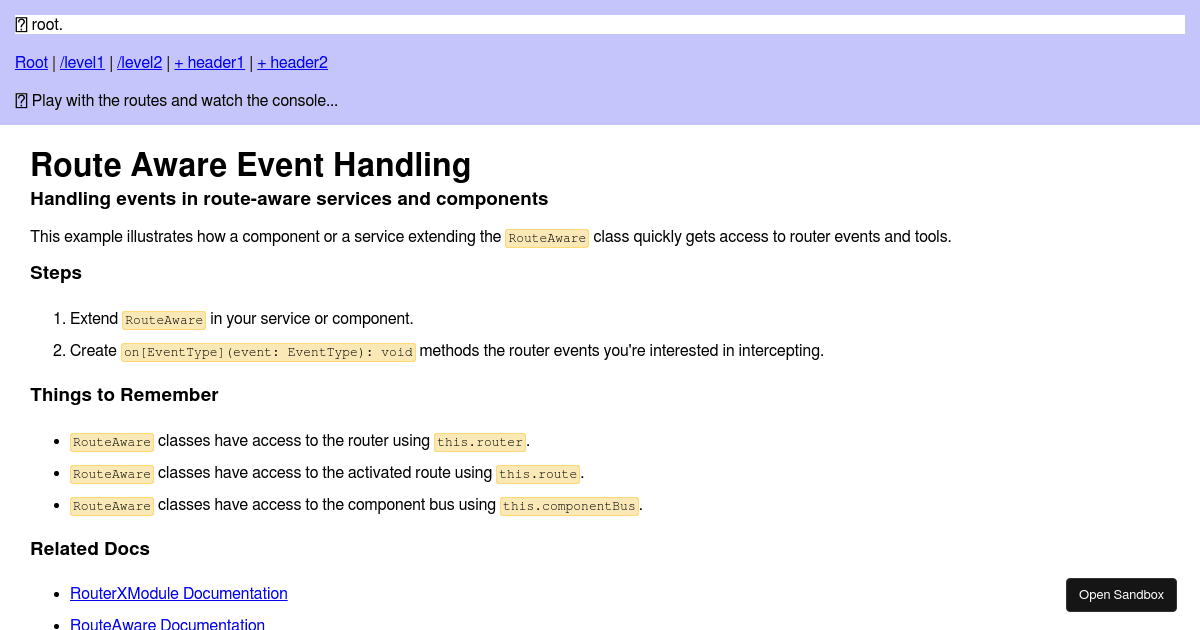 routerevents Codesandbox
