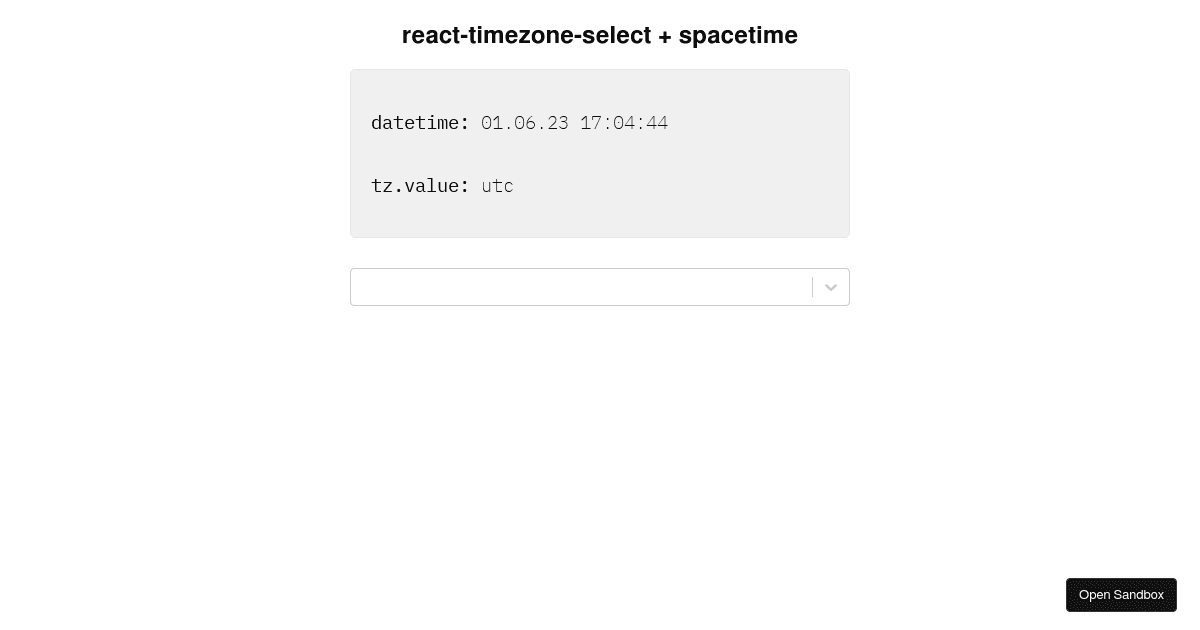 react-timezone-select usage (forked) - Codesandbox