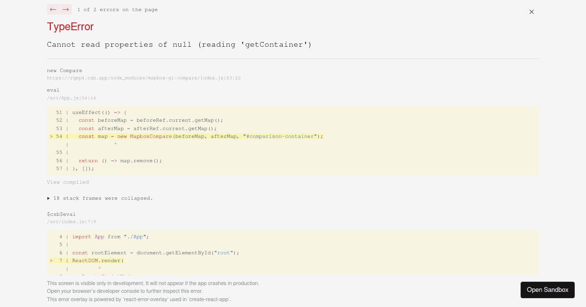 POC for using react-map-gl-geocoder with mapbox-gl-geocompare - Codesandbox