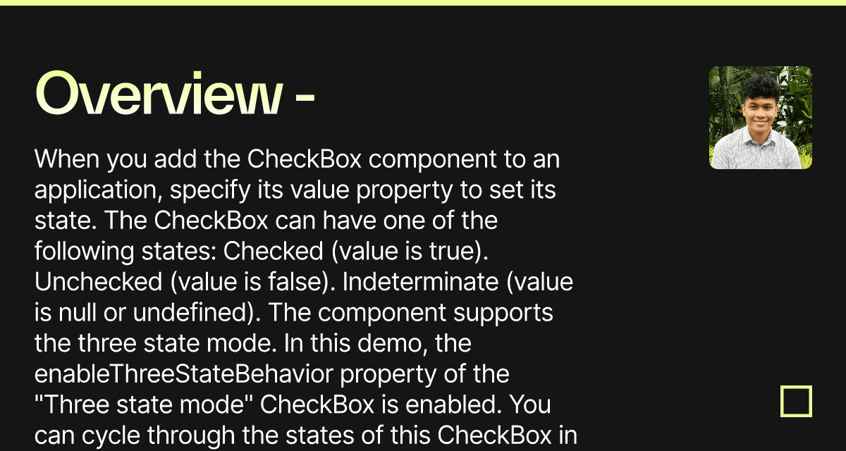 Overview - DevExtreme Check Box (forked) - Codesandbox