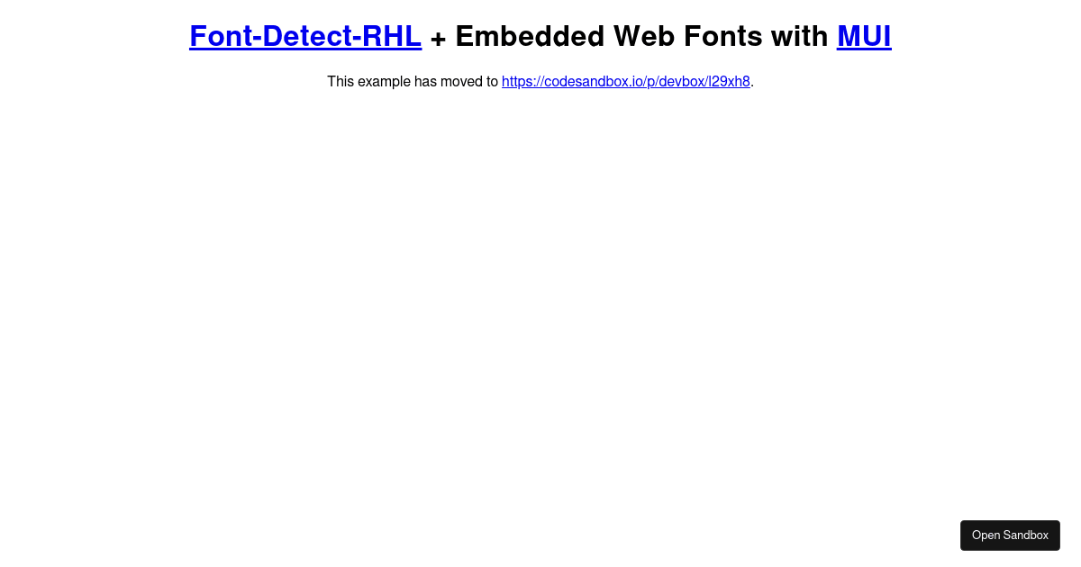 MUIfontdetectrhl + embedded web fonts Codesandbox