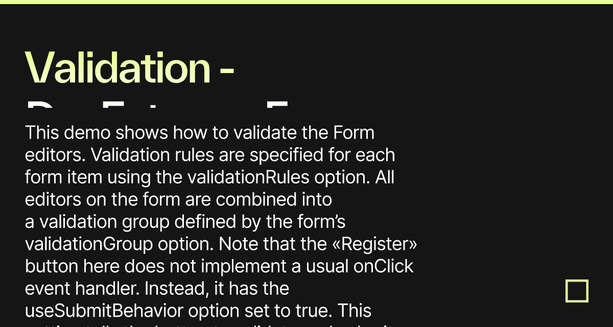 Validation - DevExtreme Form - Codesandbox