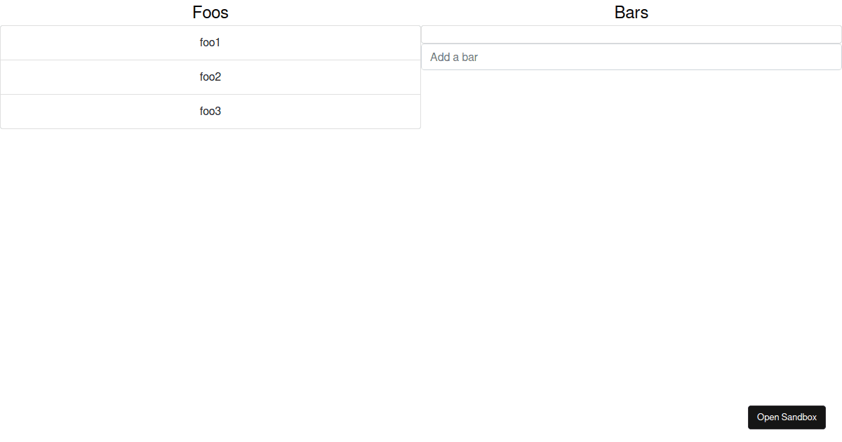 foos and bars hierarchy example - Codesandbox