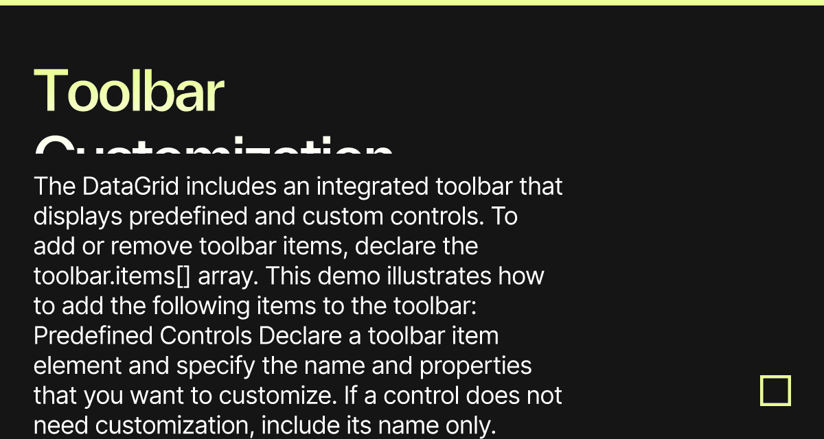 Toolbar Customization - DevExtreme Data Grid - Codesandbox