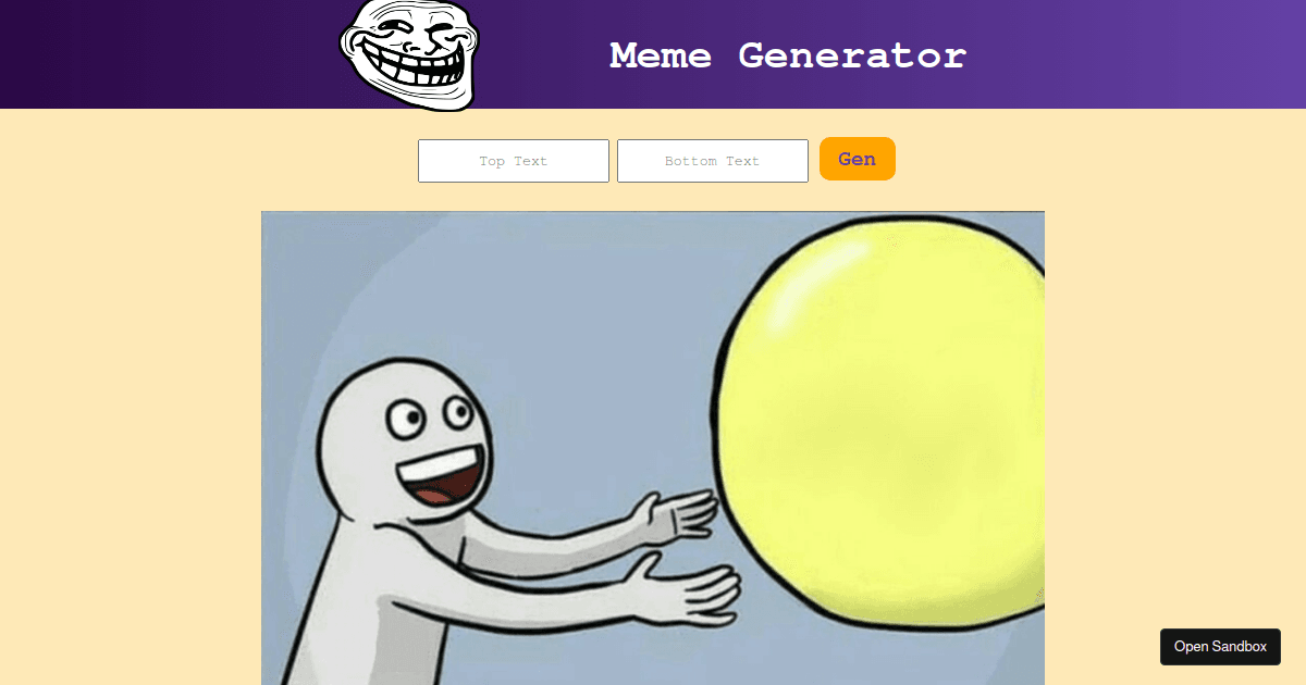Meme Generator using React - Codesandbox