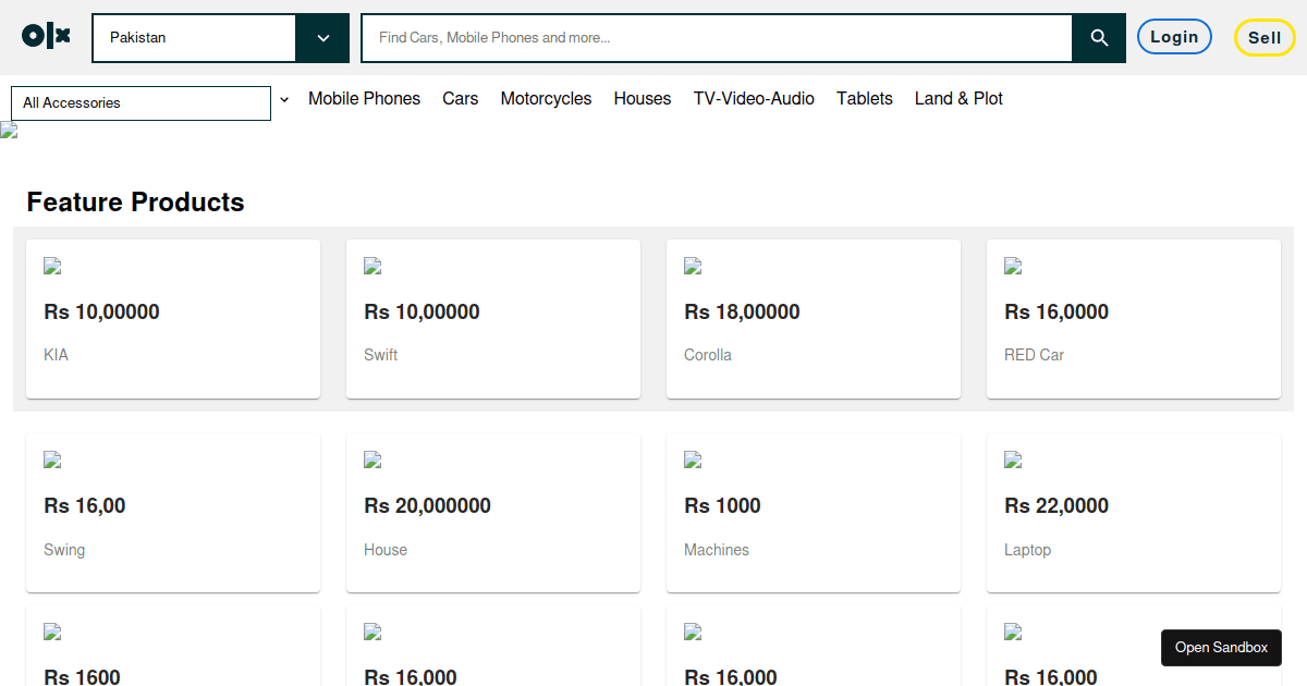 UsamaZiaa/JavaScript-Assignments-Saylani-: OLX Application - Codesandbox