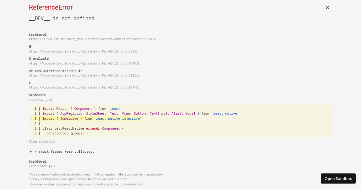 React Native - Codesandbox