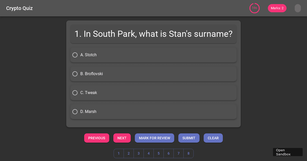 Quiz - Codesandbox