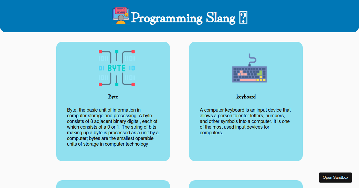 Programming Slang - Codesandbox