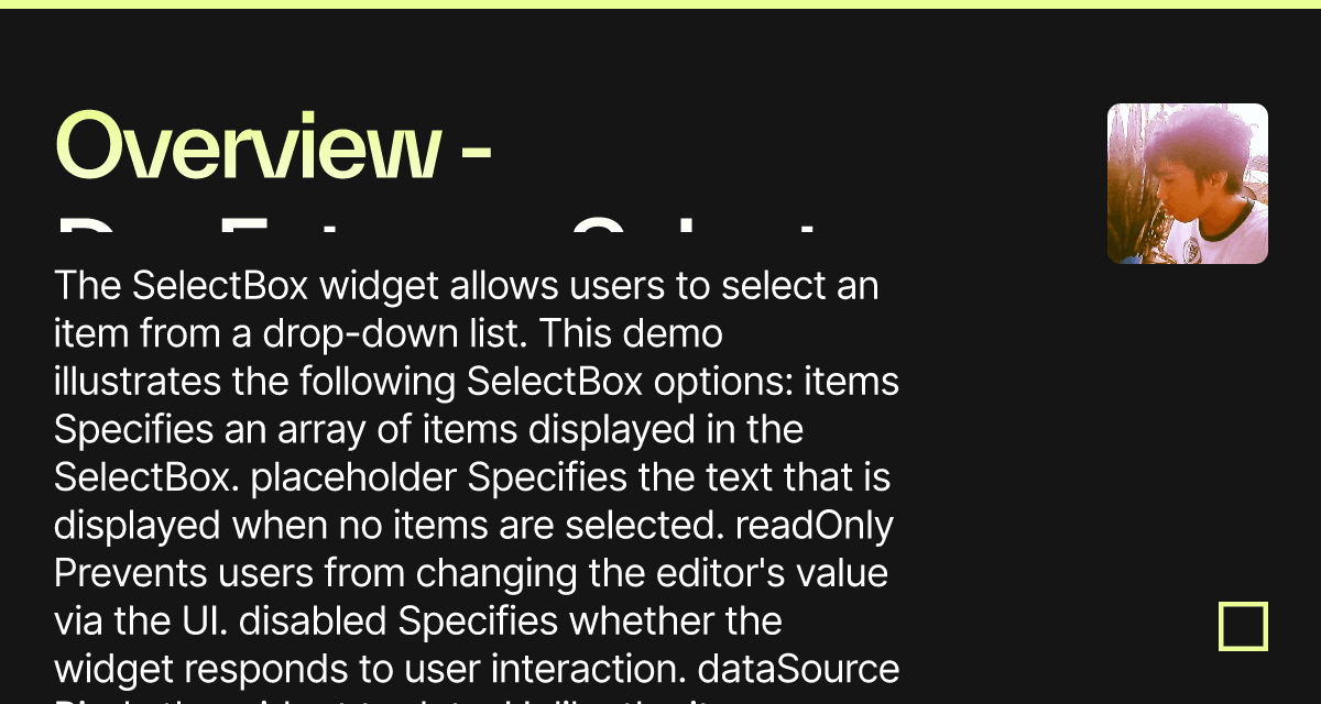 Overview - DevExtreme Select Box - Codesandbox