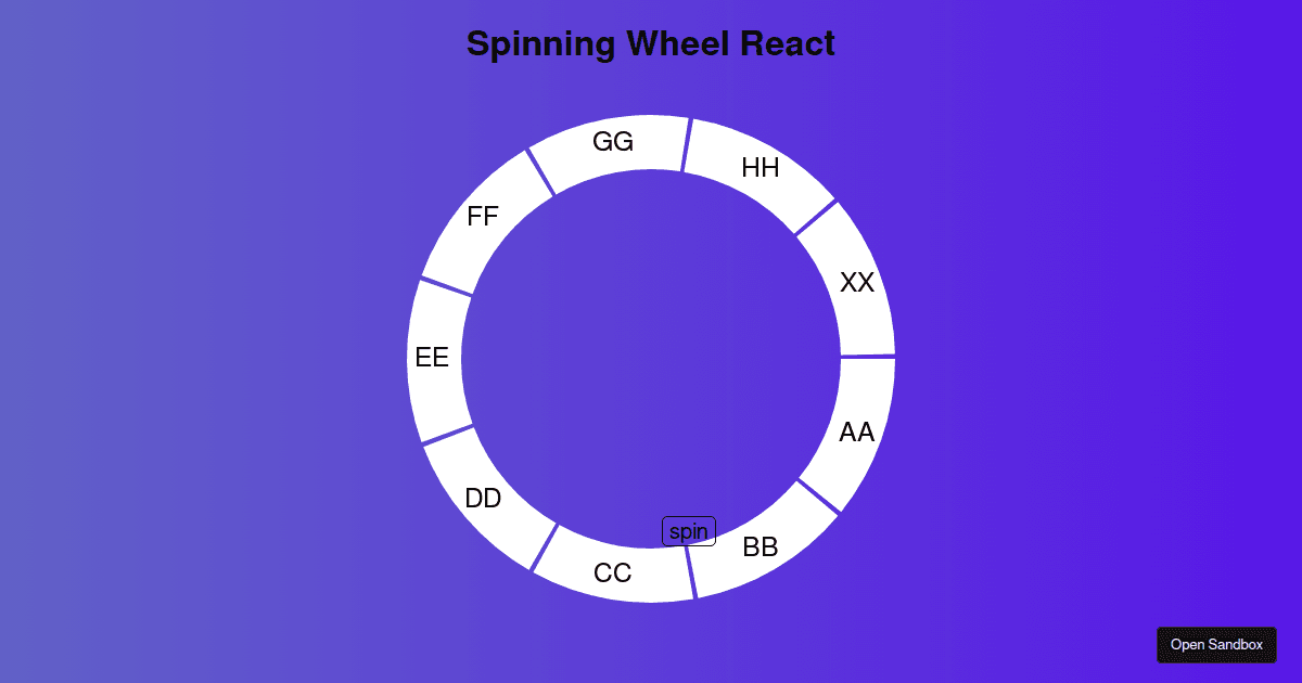Spinning Wheel React (forked) Codesandbox