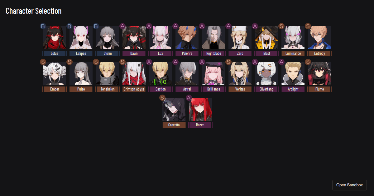 Character Selection Template - Codesandbox