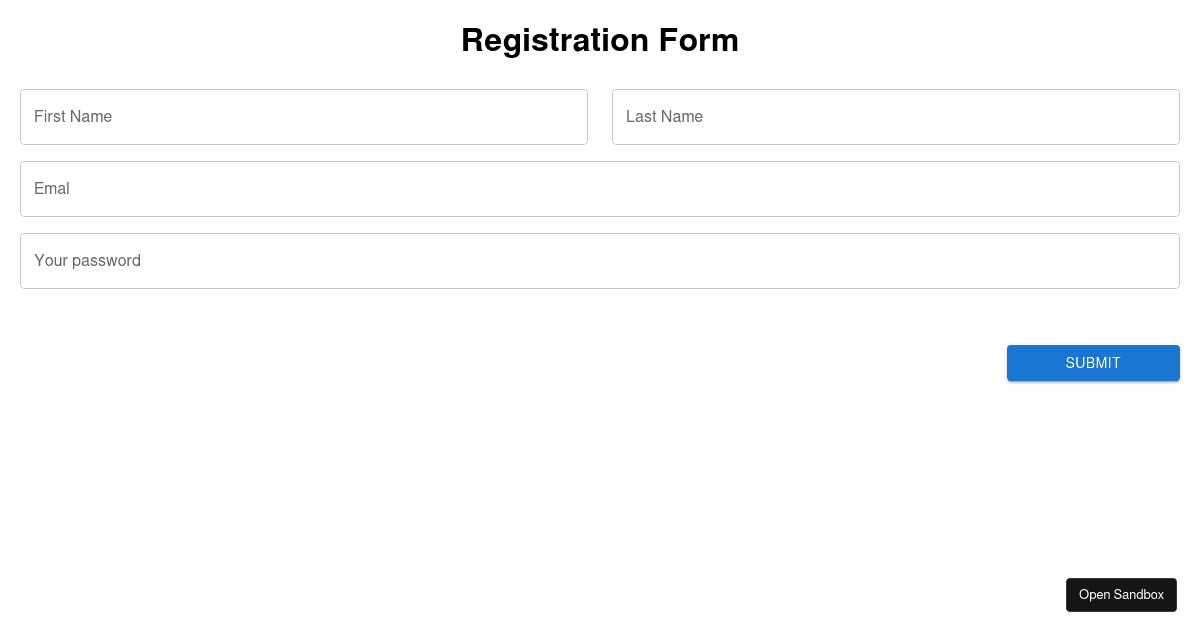 Registration Form - MUI Forms (forked) - Codesandbox