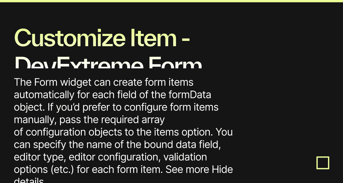 Customize Item - DevExtreme Form - Codesandbox