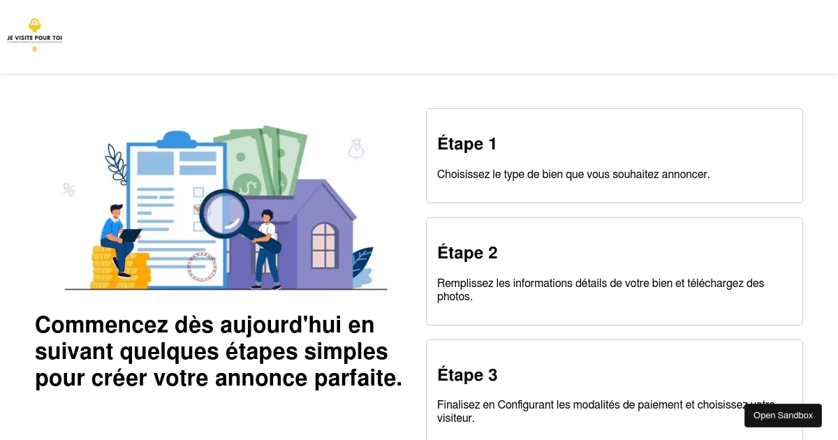 Faire une annonce - Codesandbox
