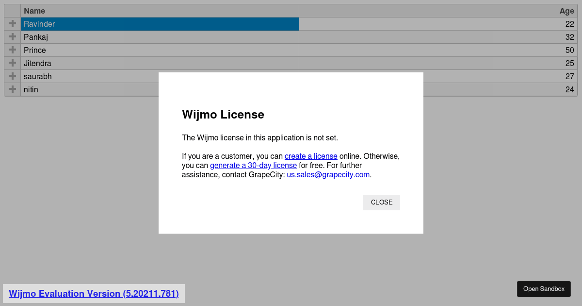 [FlexGrid] Issue with wijmo grid (forked) - Codesandbox