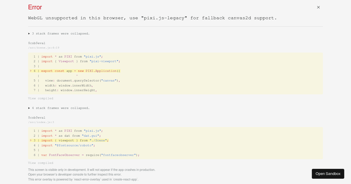 Pixi.js Text Example (forked) - Codesandbox