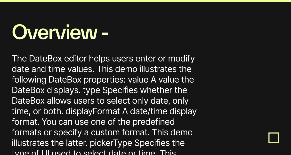 Overview - DevExtreme Date Box - Codesandbox