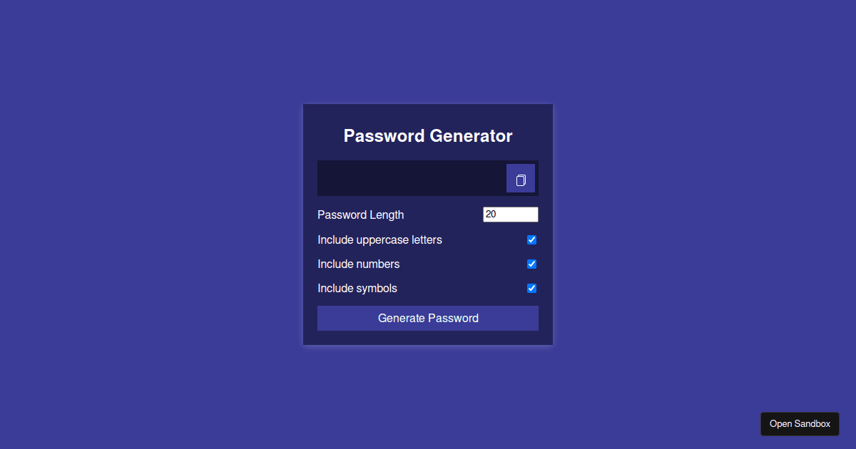 Password Generator Codesandbox 