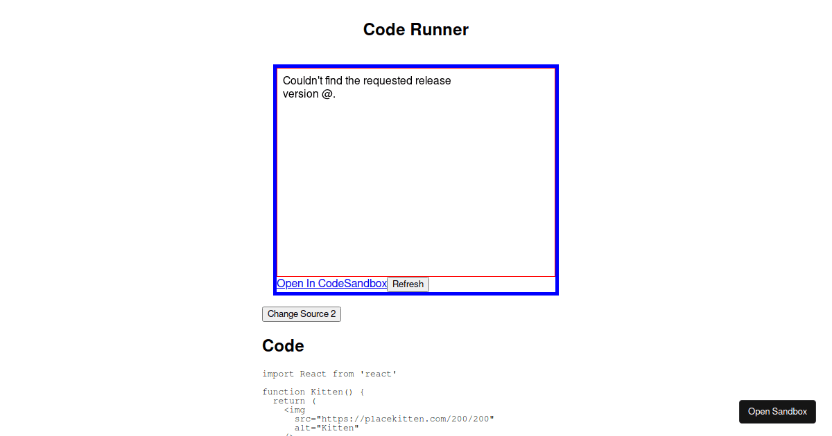 preview showing loading screen - Codesandbox
