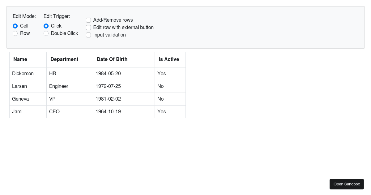 B-editable-table-showcase - Codesandbox