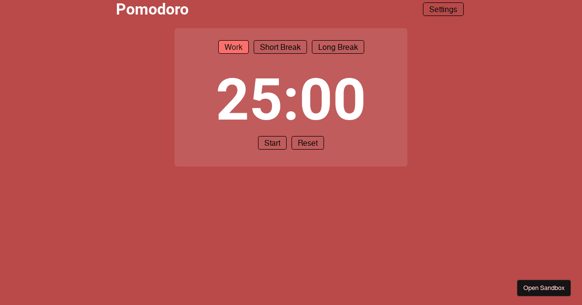 pomodoro - Codesandbox