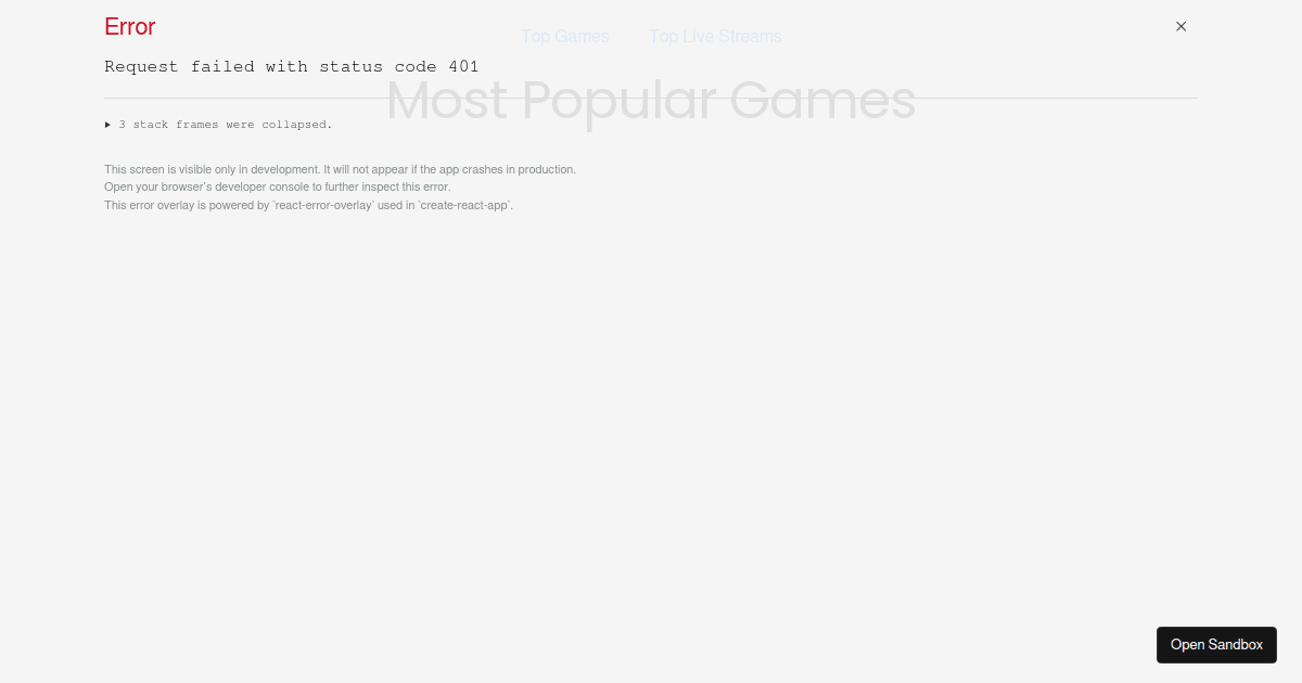ReactJS Twitch API Project - Codesandbox