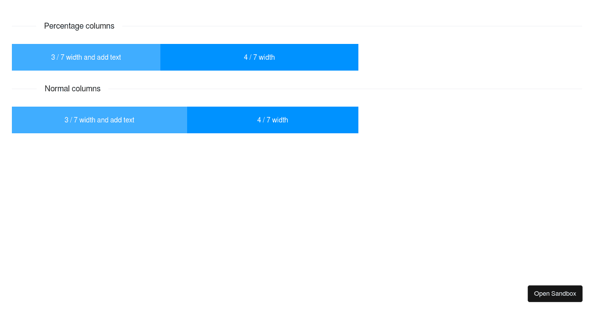 Flex Percentage Column Issue (forked) - Codesandbox