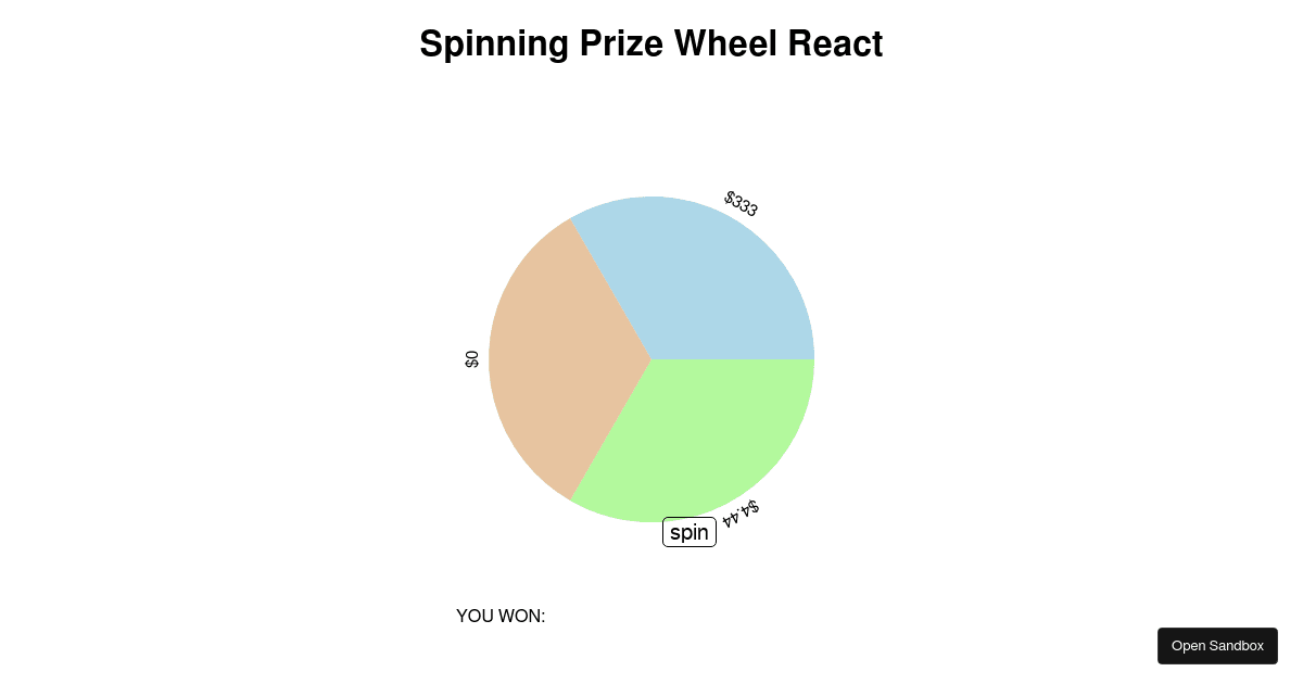 Spinning Prize Wheel React (forked) Codesandbox