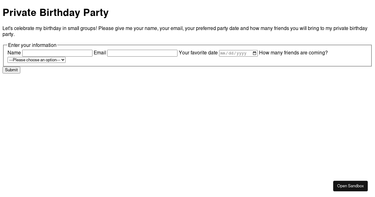 HTML Forms Demo - Codesandbox