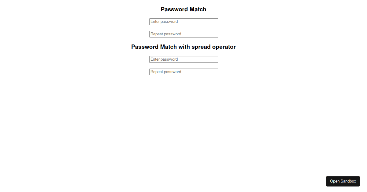 html form password match