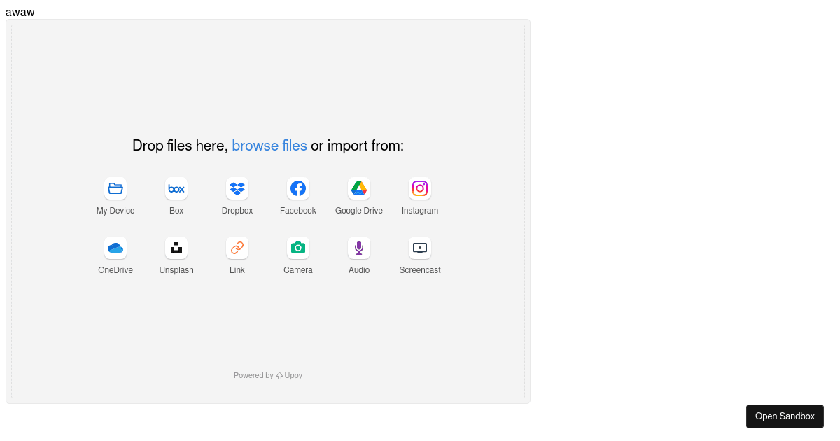 Uppy Dashboard (forked) - Codesandbox