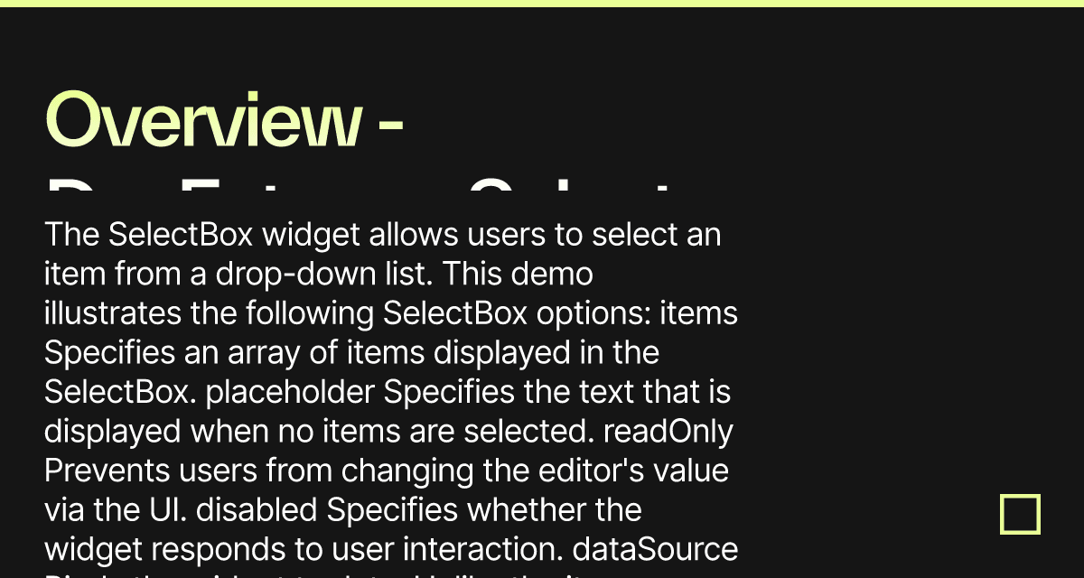 Overview - DevExtreme Select Box - Codesandbox