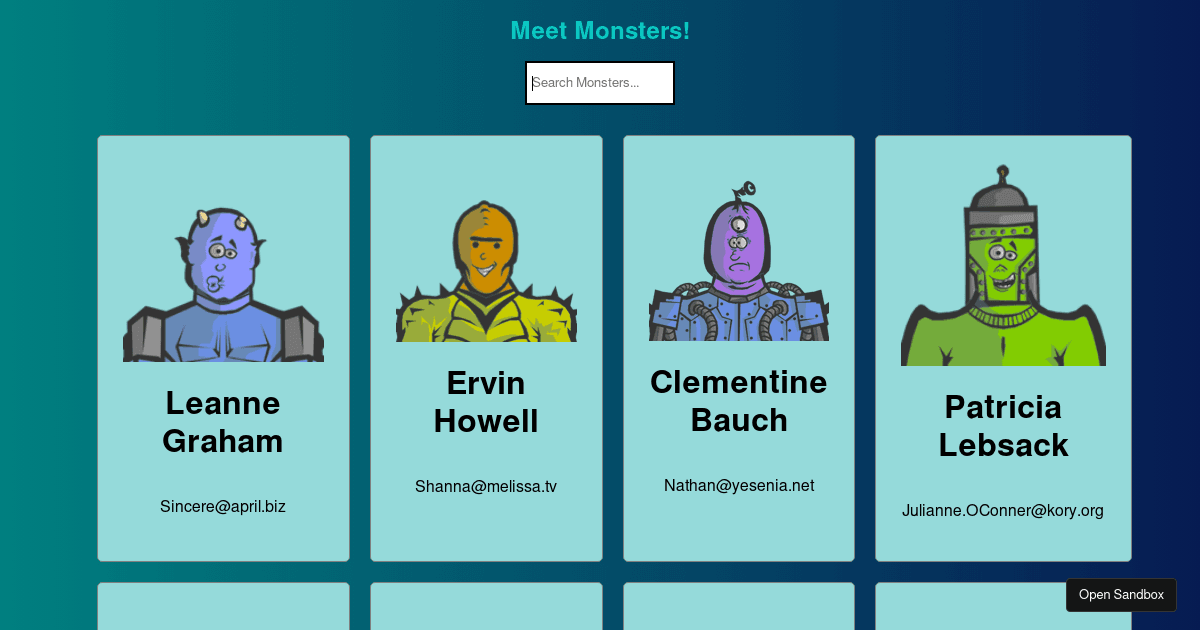 Find monsters codesandbox