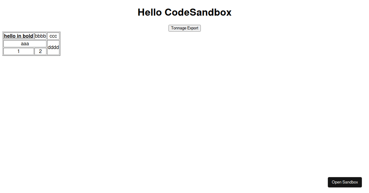 excel test (forked) - Codesandbox