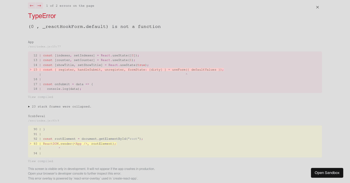React Hook Form - Array Fields - Codesandbox
