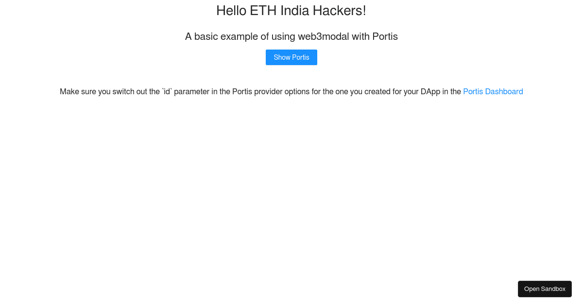 web3modal example - MATIC (forked) - Codesandbox