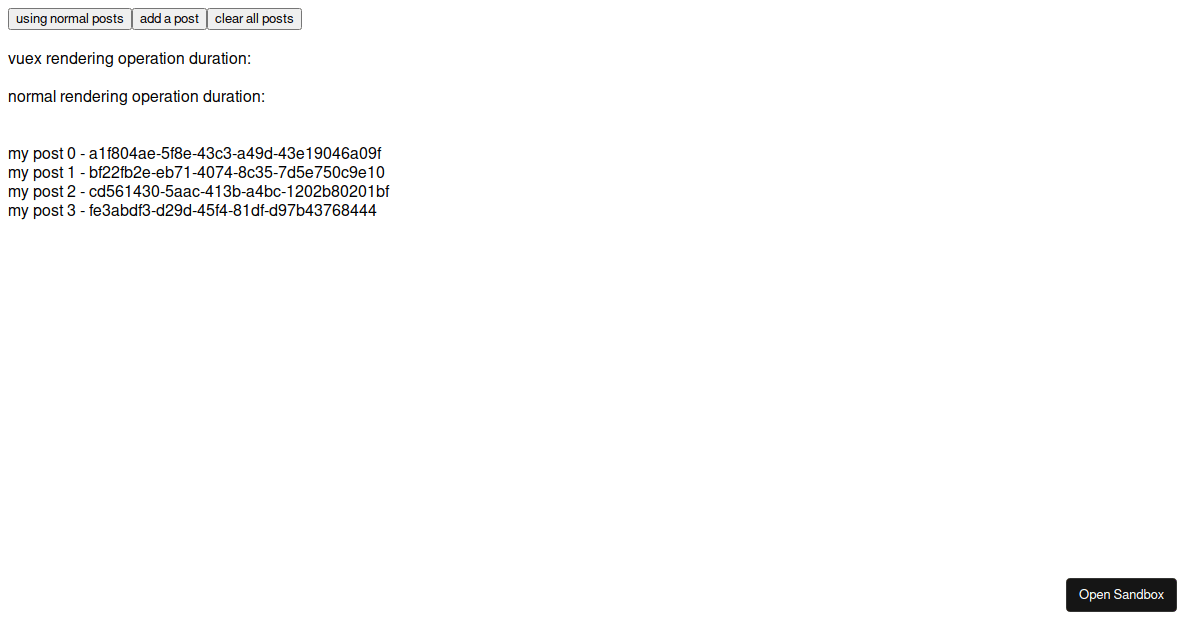 rendering test Codesandbox
