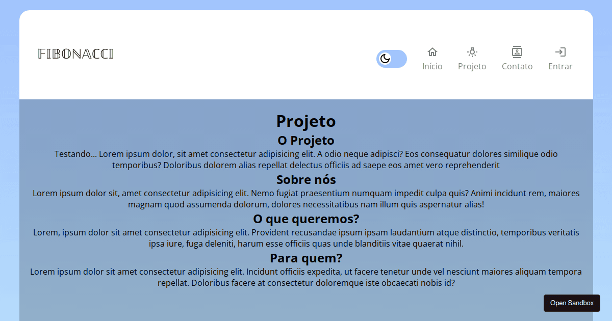 Teste modelo Layout - Codesandbox