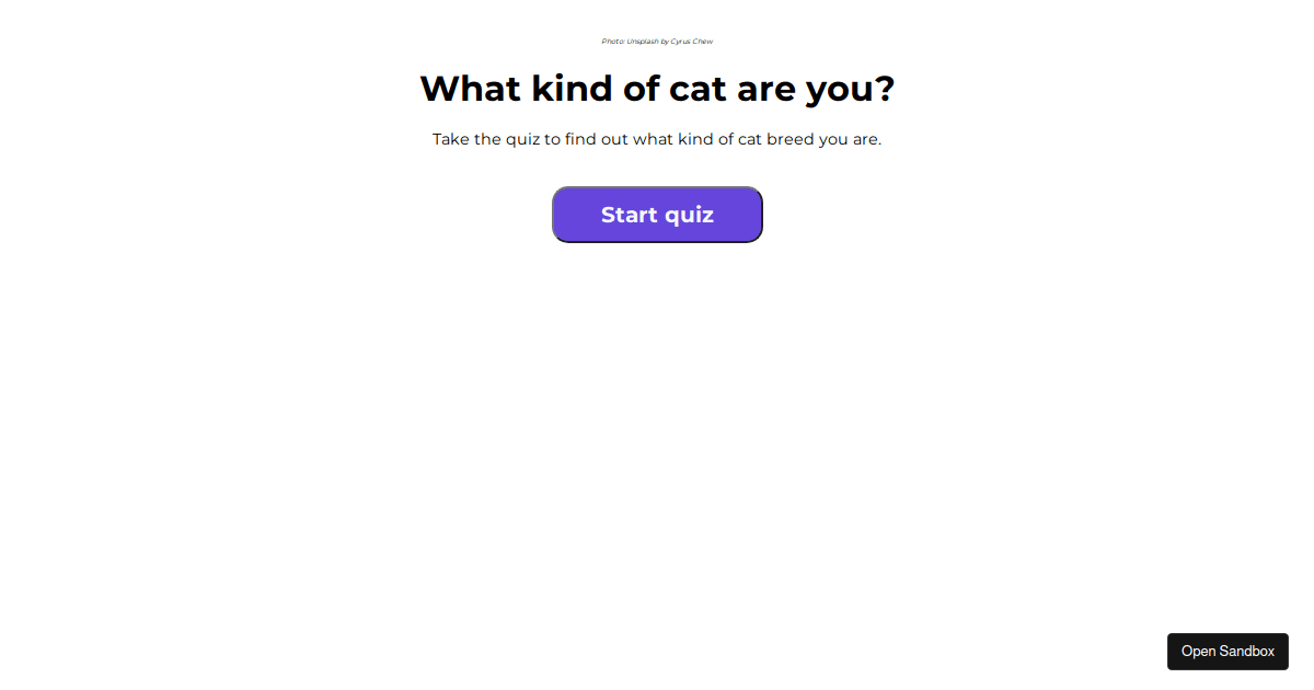 cat quiz with personality Codesandbox