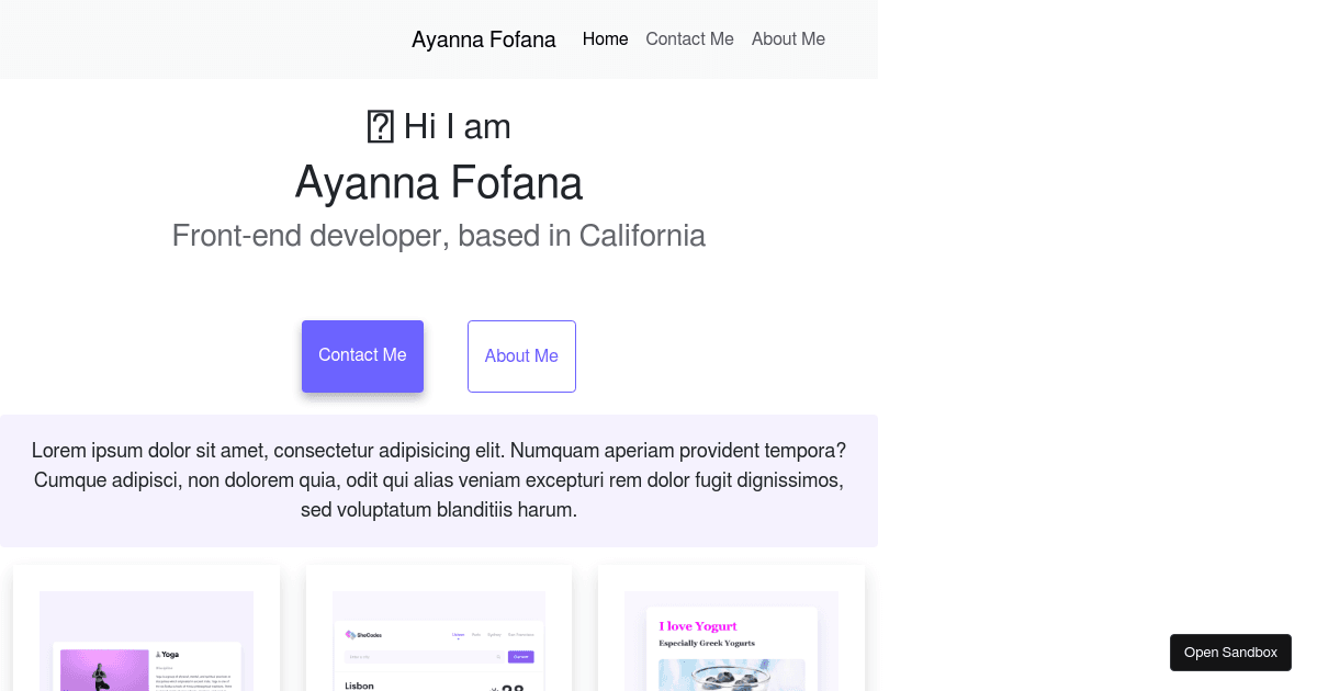 Advanced Bootstrap homework - challenge (forked) - Codesandbox