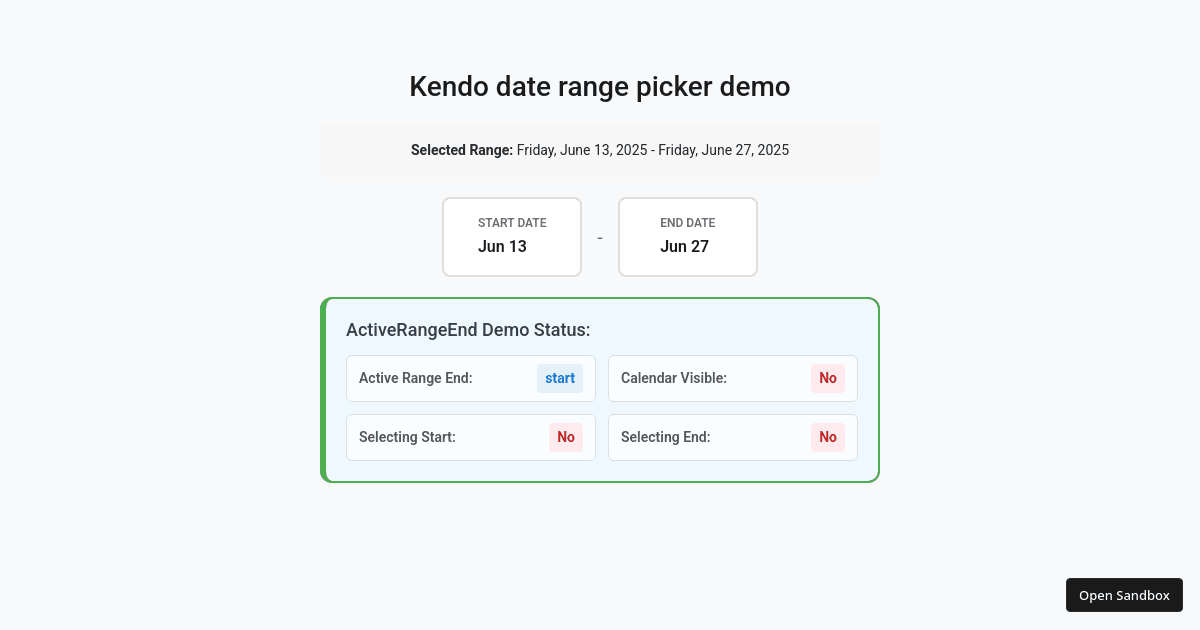 Kendo date range POC 1 - Codesandbox